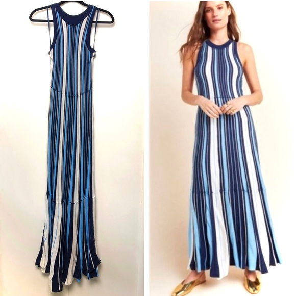 Anthropologie Dresses & Skirts - Anthropologie Maeve Lisanne Striped Sweater Maxi Dress Blue White